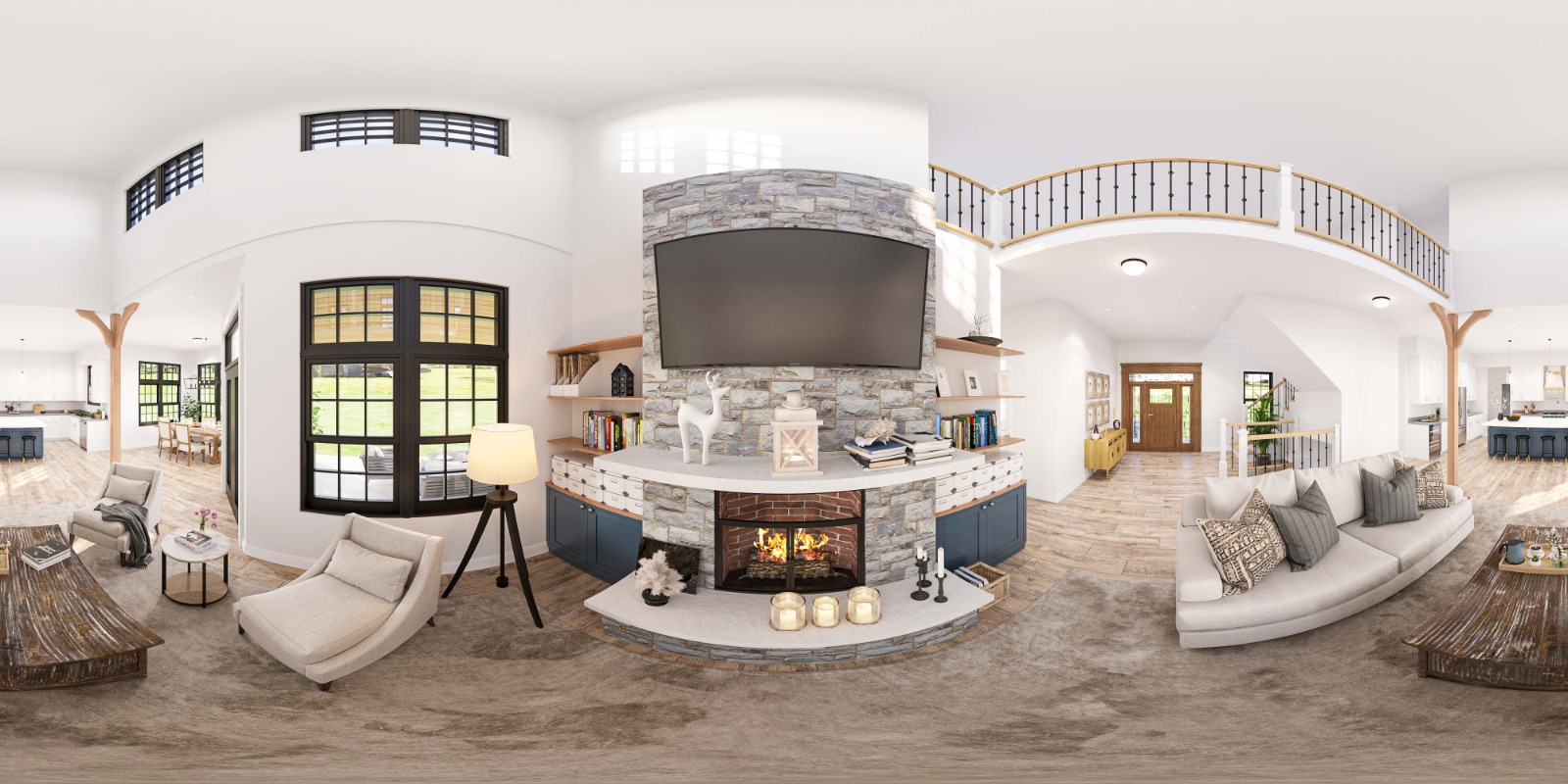 8. 360 Render of a Rustic Look Living Room, Texas, USA